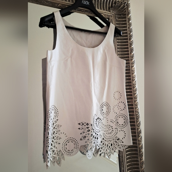 DRIES VAN NOTEN Laser Cut Leather Tank Top In Off White FR 38 US 6 M Org $1,420 - Picture 6 of 16
